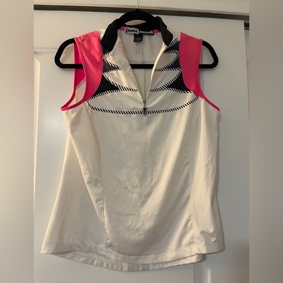 jamie sadock Tops - Jamie Sadock Cream/white and Pink Sleeveless Tank Top